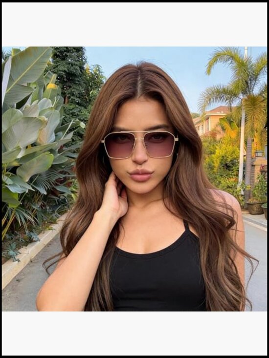 Classic Square Aviator Polarized Sunglasses Oversized Double Bridge Metal Frame main image 2